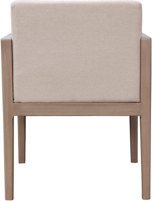 Meridian Furniture Solace Acacia Wood Outdoor Dining Arm Chair with Olefin Cushion for Patio and Deck Seating Beige 33026Beige-AC