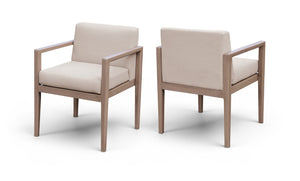 Meridian Furniture Solace Acacia Wood Outdoor Dining Arm Chair with Olefin Cushion for Patio and Deck Seating Beige 33026Beige-AC