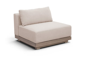 Meridian Furniture Solace Modular Armless Patio Chair Acacia Wood Frame with Olefin Cushion for Outdoor Seating Beige 33026Beige-Chair