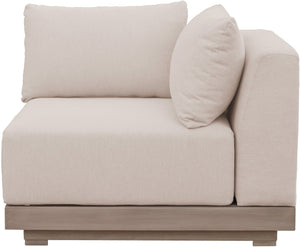 Meridian Furniture Solace Acacia Wood Modular Corner Chair with Olefin Cushions for Outdoor Patio Sectional Seating Beige 33026Beige-Corner