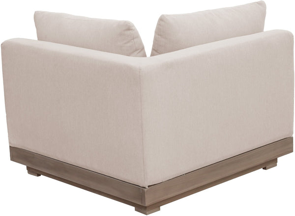 Meridian Furniture Solace Acacia Wood Modular Corner Chair with Olefin Cushions for Outdoor Patio Sectional Seating Beige 33026Beige-Corner
