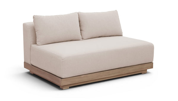 Meridian Furniture Solace Acacia Wood Modular Outdoor Loveseat with Weather Resistant Olefin Cushions for Patios Beige 33026Beige-L
