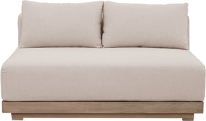 Meridian Furniture Solace Acacia Wood Modular Outdoor Loveseat with Weather Resistant Olefin Cushions for Patios Beige 33026Beige-L