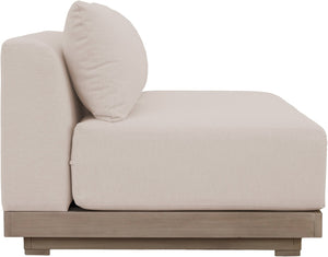 Meridian Furniture Solace Acacia Wood Modular Outdoor Loveseat with Weather Resistant Olefin Cushions for Patios Beige 33026Beige-L