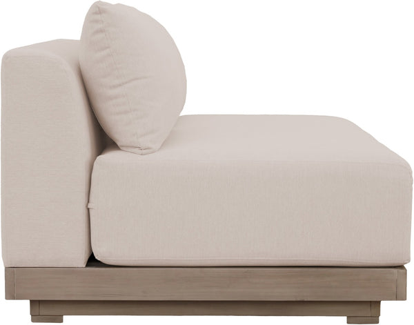 Meridian Furniture Solace Acacia Wood Modular Outdoor Loveseat with Weather Resistant Olefin Cushions for Patios Beige 33026Beige-L