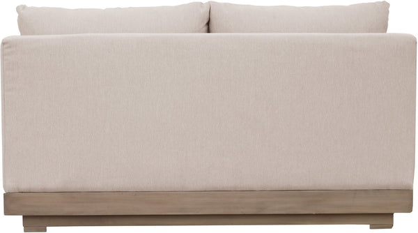 Meridian Furniture Solace Acacia Wood Modular Outdoor Loveseat with Weather Resistant Olefin Cushions for Patios Beige 33026Beige-L