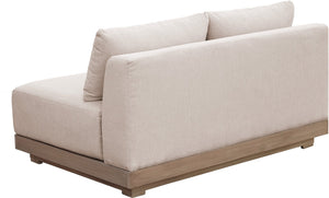 Meridian Furniture Solace Acacia Wood Modular Outdoor Loveseat with Weather Resistant Olefin Cushions for Patios Beige 33026Beige-L