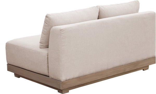 Meridian Furniture Solace Acacia Wood Modular Outdoor Loveseat with Weather Resistant Olefin Cushions for Patios Beige 33026Beige-L
