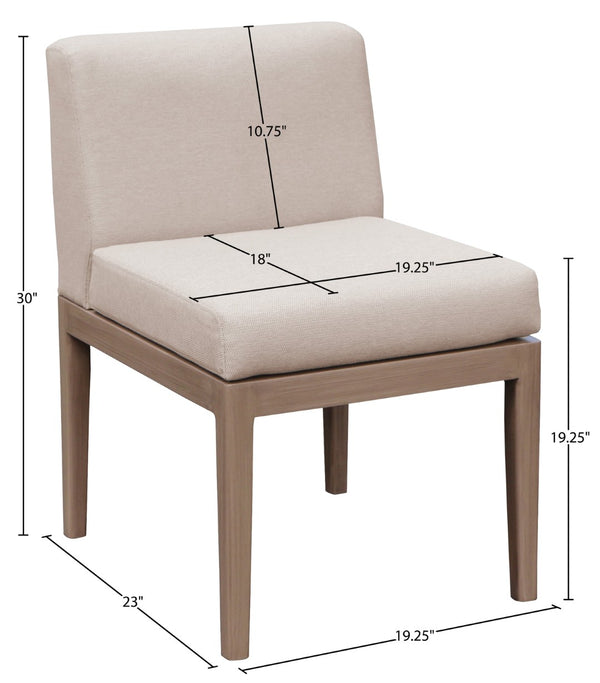 Meridian Furniture Solace Acacia Wood Outdoor Dining Chair with Weather Resistant Olefin Cushion for Patio Spaces Beige 33026Beige-SC