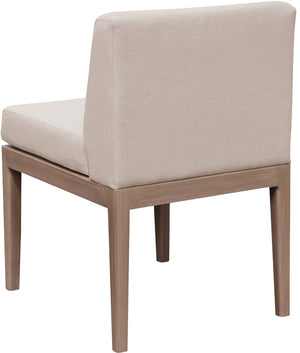Meridian Furniture Solace Acacia Wood Outdoor Dining Chair with Weather Resistant Olefin Cushion for Patio Spaces Beige 33026Beige-SC