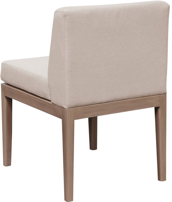 Meridian Furniture Solace Acacia Wood Outdoor Dining Chair with Weather Resistant Olefin Cushion for Patio Spaces Beige 33026Beige-SC