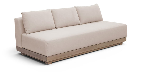 Meridian Furniture Solace Modular Outdoor Patio Sofa with Acacia Wood Frame and Weather Resistant Cushions Beige 33026Beige-S
