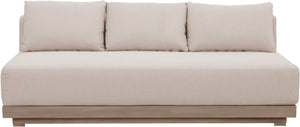 Meridian Furniture Solace Modular Outdoor Patio Sofa with Acacia Wood Frame and Weather Resistant Cushions Beige 33026Beige-S