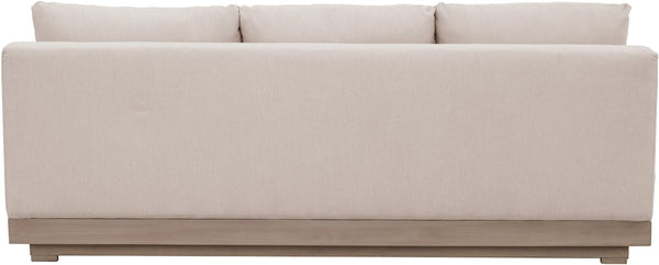 Meridian Furniture Solace Modular Outdoor Patio Sofa with Acacia Wood Frame and Weather Resistant Cushions Beige 33026Beige-S