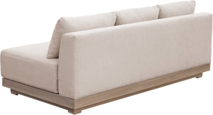 Meridian Furniture Solace Modular Outdoor Patio Sofa with Acacia Wood Frame and Weather Resistant Cushions Beige 33026Beige-S
