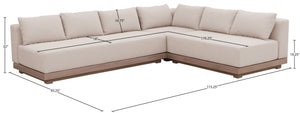 Meridian Furniture Solace Outdoor Modular Sectional Acacia Frame Olefin Fabric Patio Seating Set 33026Beige-Sec3A