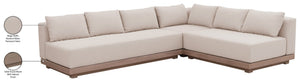 Meridian Furniture Solace Outdoor Modular Sectional Acacia Frame Olefin Fabric Patio Seating Set 33026Beige-Sec3A