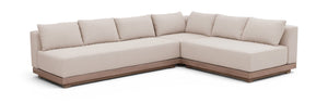 Meridian Furniture Solace Outdoor Modular Sectional Acacia Frame Olefin Fabric Patio Seating Set 33026Beige-Sec3A