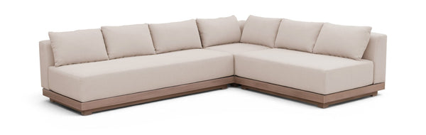 Meridian Furniture Solace Outdoor Modular Sectional Acacia Frame Olefin Fabric Patio Seating Set 33026Beige-Sec3A