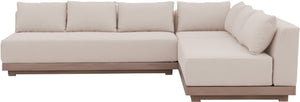 Meridian Furniture Solace Outdoor Modular Sectional Acacia Frame Olefin Fabric Patio Seating Set 33026Beige-Sec3A
