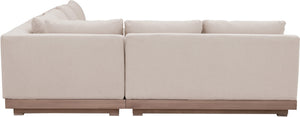 Meridian Furniture Solace Outdoor Modular Sectional Acacia Frame Olefin Fabric Patio Seating Set 33026Beige-Sec3A