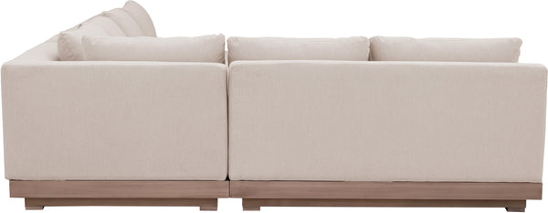 Meridian Furniture Solace Outdoor Modular Sectional Acacia Frame Olefin Fabric Patio Seating Set 33026Beige-Sec3A