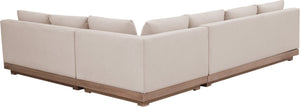 Meridian Furniture Solace Outdoor Modular Sectional Acacia Frame Olefin Fabric Patio Seating Set 33026Beige-Sec3A