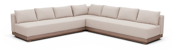 Meridian Furniture Solace Three Piece Modular Outdoor Sectional with Acacia Frame and Olefin Cushions 33026Beige-Sec3B