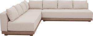 Meridian Furniture Solace Three Piece Modular Outdoor Sectional with Acacia Frame and Olefin Cushions 33026Beige-Sec3B