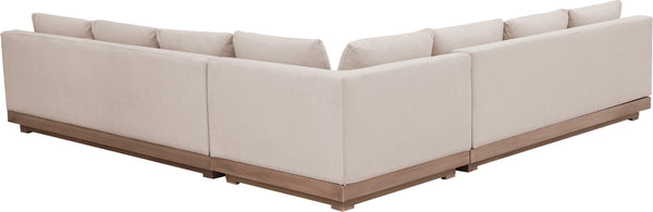 Meridian Furniture Solace Three Piece Modular Outdoor Sectional with Acacia Frame and Olefin Cushions 33026Beige-Sec3B