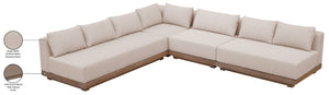 Meridian Furniture Solace Four Piece Acacia Modular Outdoor Sectional with Olefin Cushions Patio Ready 33026Beige-Sec4A