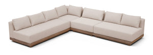 Meridian Furniture Solace Four Piece Acacia Modular Outdoor Sectional with Olefin Cushions Patio Ready 33026Beige-Sec4A