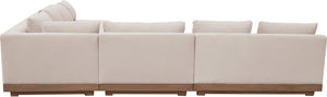 Meridian Furniture Solace Four Piece Acacia Modular Outdoor Sectional with Olefin Cushions Patio Ready 33026Beige-Sec4A
