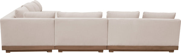 Meridian Furniture Solace Four Piece Acacia Modular Outdoor Sectional with Olefin Cushions Patio Ready 33026Beige-Sec4A