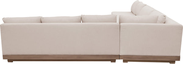 Meridian Furniture Solace Four Piece Acacia Modular Outdoor Sectional with Olefin Cushions Patio Ready 33026Beige-Sec4A
