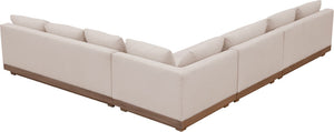Meridian Furniture Solace Four Piece Acacia Modular Outdoor Sectional with Olefin Cushions Patio Ready 33026Beige-Sec4A