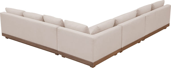 Meridian Furniture Solace Four Piece Acacia Modular Outdoor Sectional with Olefin Cushions Patio Ready 33026Beige-Sec4A