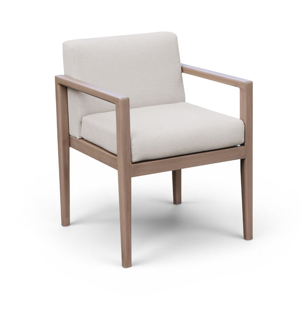 Meridian Furniture Solace Acacia Wood Outdoor Dining Arm Chair with Olefin Cushion for Patio and Deck Seating Cream 33026Cream-AC