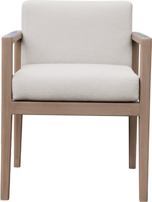 Meridian Furniture Solace Acacia Wood Outdoor Dining Arm Chair with Olefin Cushion for Patio and Deck Seating Cream 33026Cream-AC