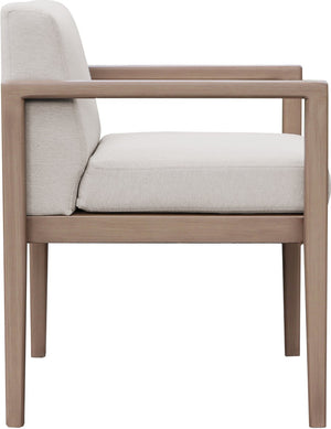 Meridian Furniture Solace Acacia Wood Outdoor Dining Arm Chair with Olefin Cushion for Patio and Deck Seating Cream 33026Cream-AC