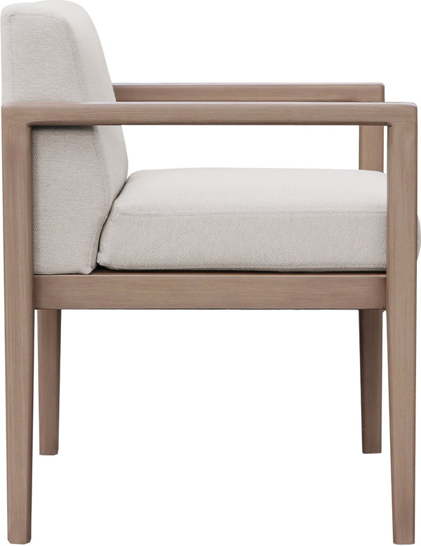 Meridian Furniture Solace Acacia Wood Outdoor Dining Arm Chair with Olefin Cushion for Patio and Deck Seating Cream 33026Cream-AC