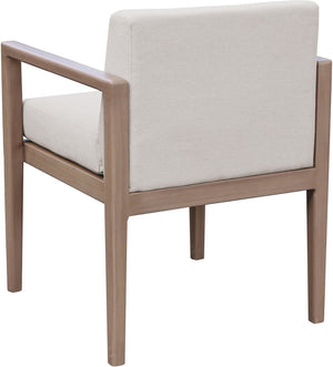 Meridian Furniture Solace Acacia Wood Outdoor Dining Arm Chair with Olefin Cushion for Patio and Deck Seating Cream 33026Cream-AC