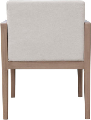 Meridian Furniture Solace Acacia Wood Outdoor Dining Arm Chair with Olefin Cushion for Patio and Deck Seating Cream 33026Cream-AC