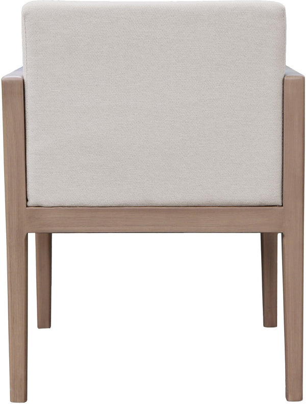 Meridian Furniture Solace Acacia Wood Outdoor Dining Arm Chair with Olefin Cushion for Patio and Deck Seating Cream 33026Cream-AC