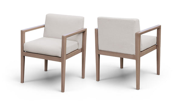 Meridian Furniture Solace Acacia Wood Outdoor Dining Arm Chair with Olefin Cushion for Patio and Deck Seating Cream 33026Cream-AC