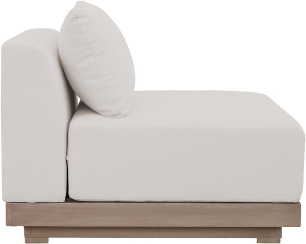 Meridian Furniture Solace Modular Armless Patio Chair Acacia Wood Frame with Olefin Cushion for Outdoor Seating Cream 33026Cream-Chair