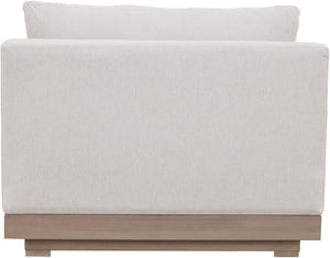 Meridian Furniture Solace Modular Armless Patio Chair Acacia Wood Frame with Olefin Cushion for Outdoor Seating Cream 33026Cream-Chair