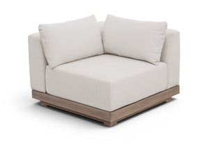 Meridian Furniture Solace Acacia Wood Modular Corner Chair with Olefin Cushions for Outdoor Patio Sectional Seating Cream 33026Cream-Corner