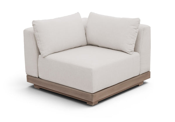 Meridian Furniture Solace Acacia Wood Modular Corner Chair with Olefin Cushions for Outdoor Patio Sectional Seating Cream 33026Cream-Corner