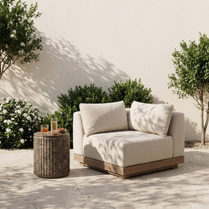 Meridian Furniture Solace Acacia Wood Modular Corner Chair with Olefin Cushions for Outdoor Patio Sectional Seating Cream 33026Cream-Corner